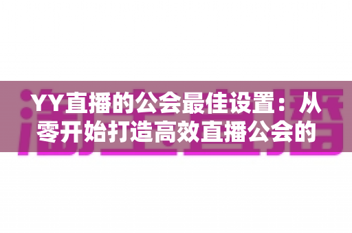 YY直播的公会最佳设置:从零开始打造高效直播公会的完整配置指南 YY直播的公会最佳设置:从零开始打造高效直播公会的完整配置指南