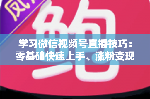 学习微信视频号直播技巧:零基础快速上手、涨粉变现的实战全攻略 学习微信视频号直播技巧:零基础快速上手、涨粉变现的实战全攻略