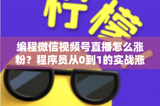 编程微信视频号直播怎么涨粉?程序员从0到1的实战涨粉指南 编程微信视频号直播怎么涨粉?程序员从0到1的实战涨粉指南